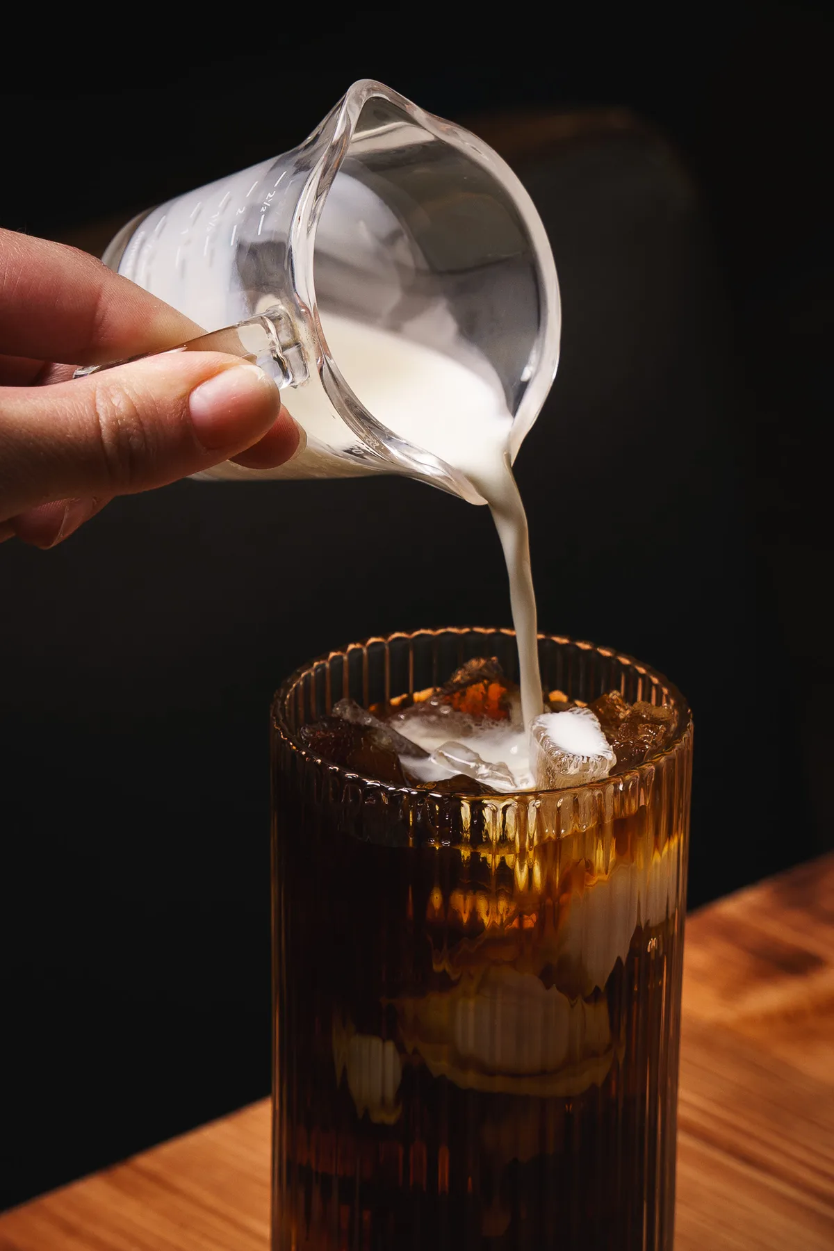 Iced cold brew on the cafe bar